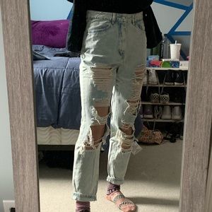 MISSGUIDED ripped high rise mom jeans